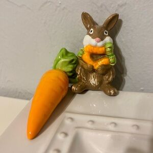 Nora Fleming Funny Bunny & Carrot Mini Platter Charms Easter Ceramic Painted